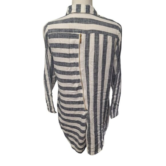 Soft Surroundings Button Down Linen Shirt Top Collared Womens Medium Stripes - Picture 11 of 12